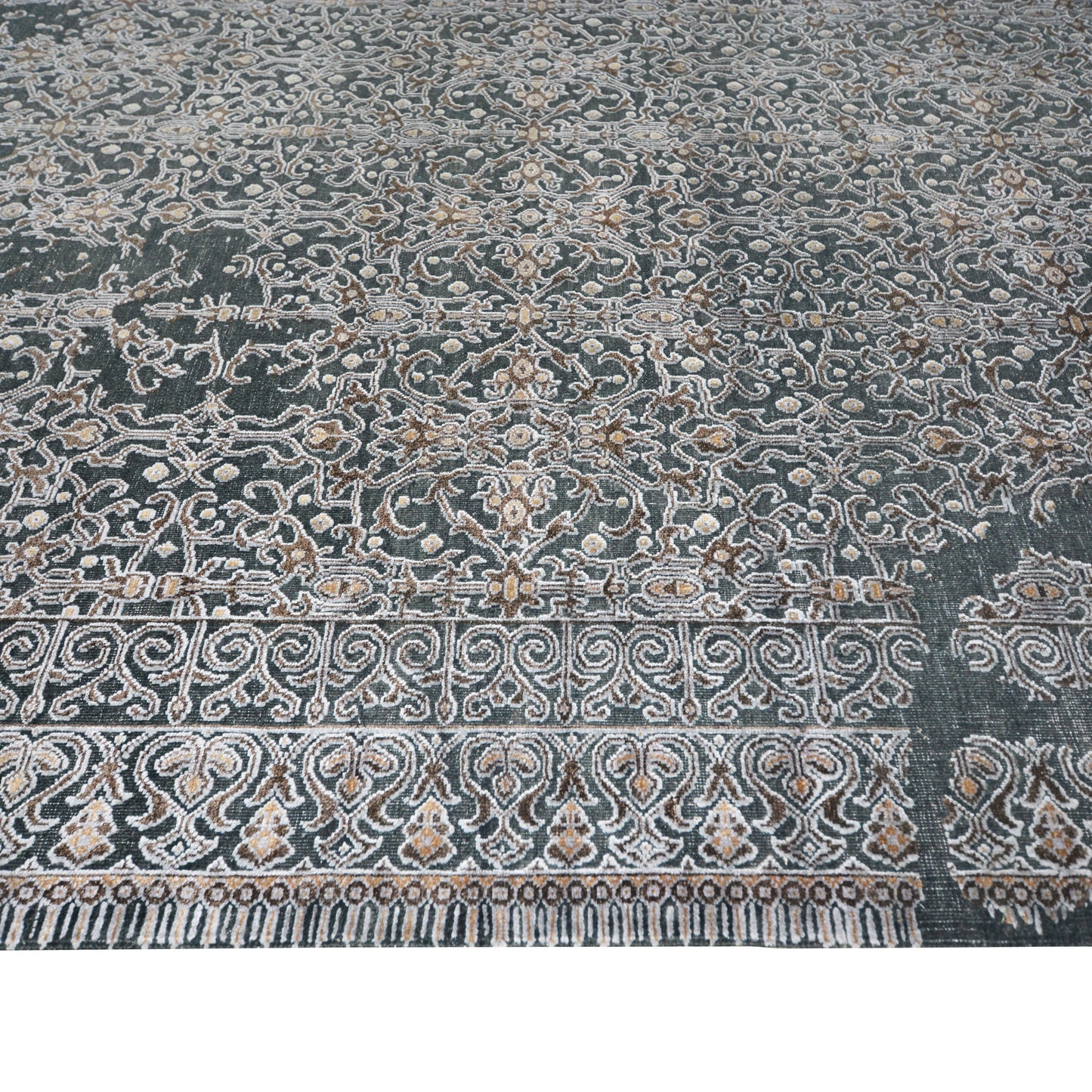 Get trendy with Erased Silver, Black and Brown Transitional Erased Handknotted Area Rug - Contemporary Rugs available at Jaipur Oriental Rugs. Grab yours for $4310.00 today!
