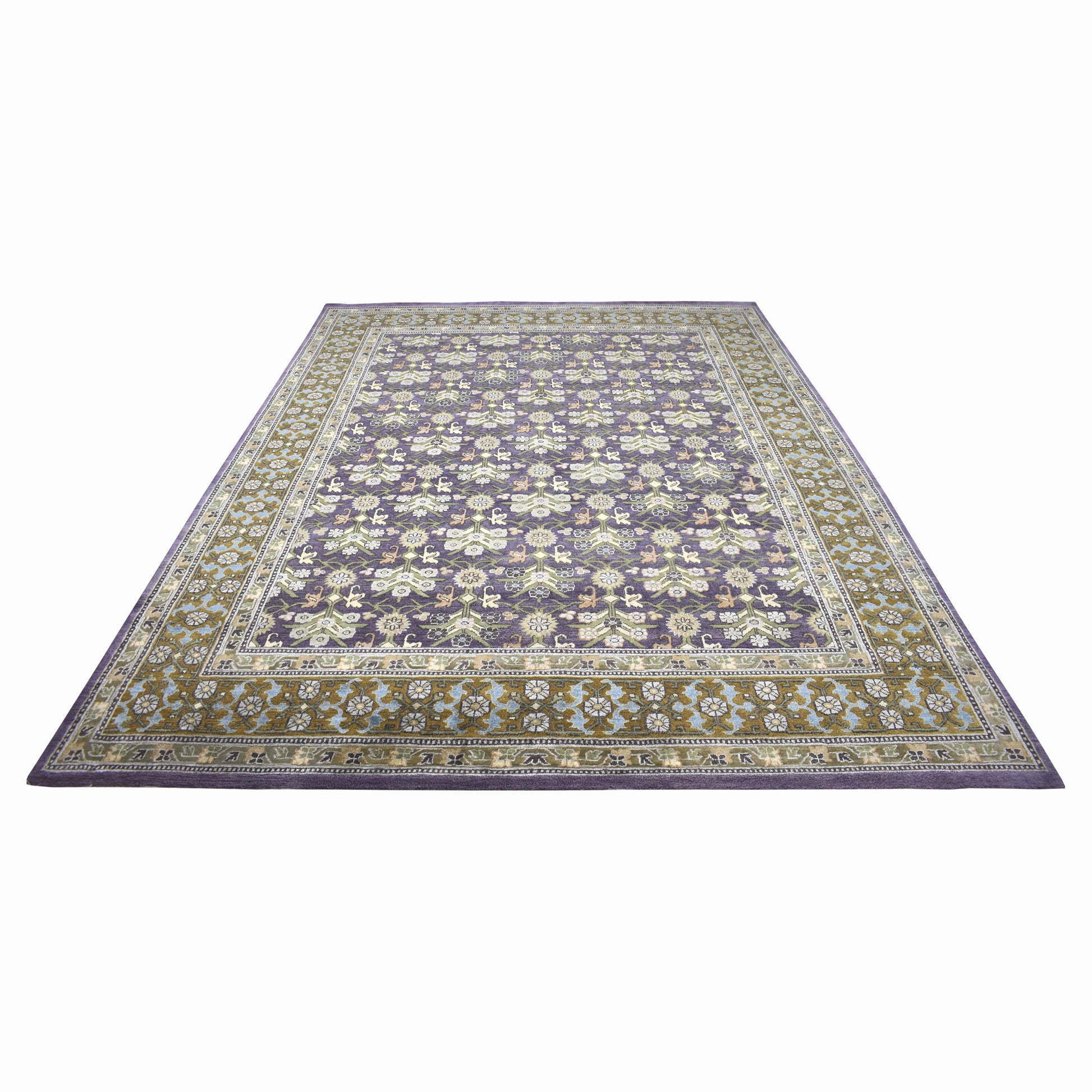 Get trendy with Garden Samarkand Lavender, Camel and Multy Traditional Silk and Wool Handknotted Area Rug - Traditional Rugs available at Jaipur Oriental Rugs. Grab yours for $5740.00 today!