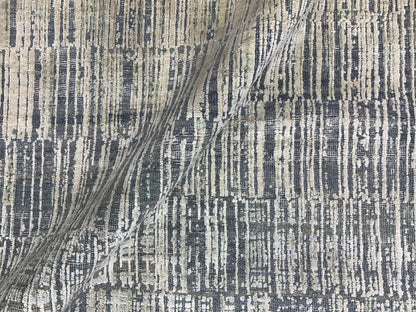 Grey Ivory Silk and Wool Modern Textured Handknotted Area Rug