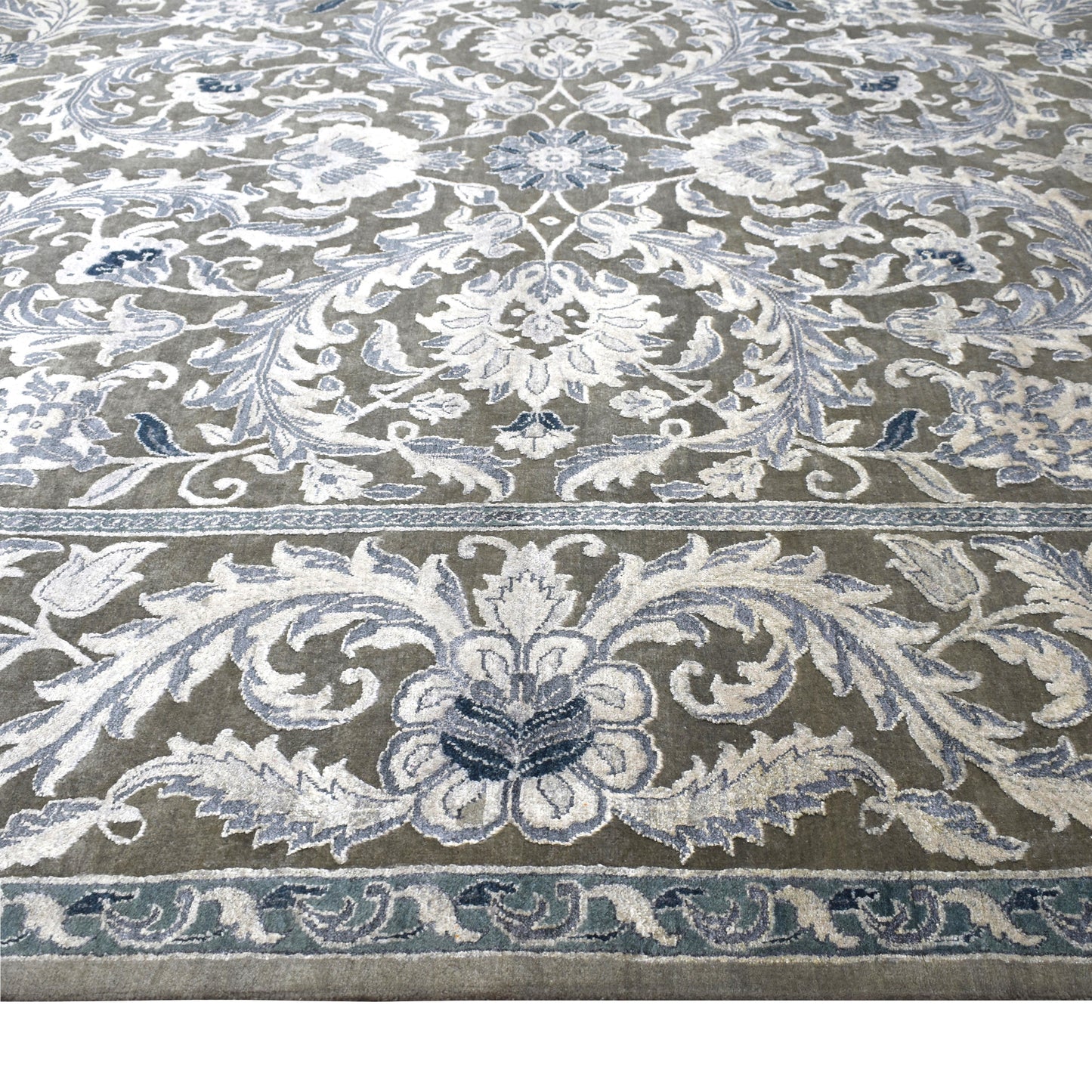 Get trendy with Persian Taj Grey and Silver Silk and Wool Transitional Handknotted Area Rug - Transitional Rugs available at Jaipur Oriental Rugs. Grab yours for $5780.00 today!