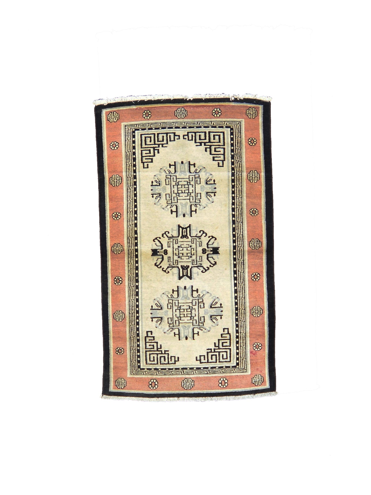 Brown Black Antique Khotan Handknotted Rug 2.10x4.11ft 87x150cms