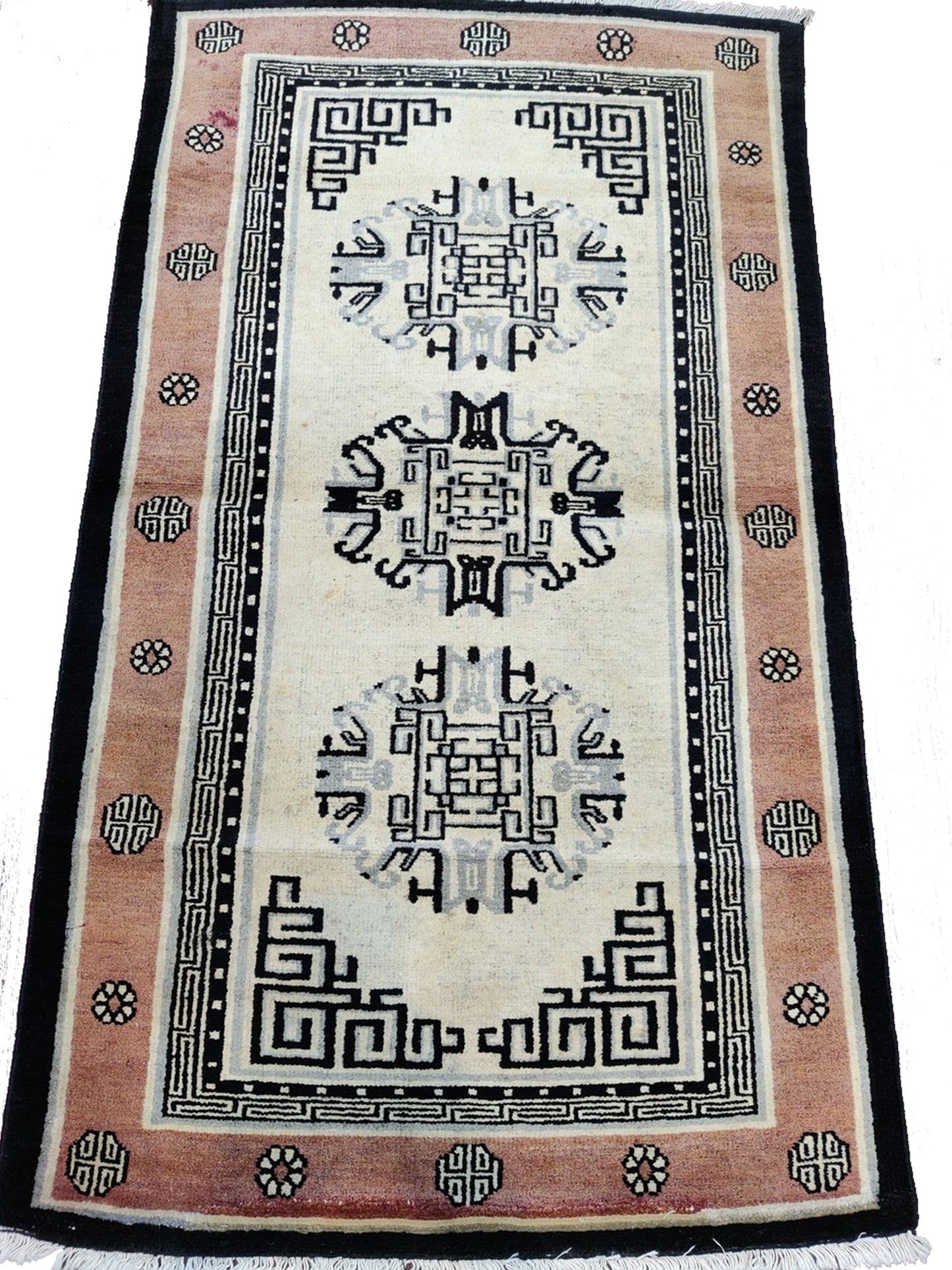 Brown Black Antique Khotan Handknotted Rug 2.10x4.11ft 87x150cms