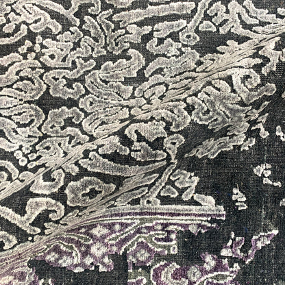 Black and Silver, Silk and Wool Oxidized Assorted Transitional Erased Handknotted 7.10x8.4Ft 240x255Cms Area Rug