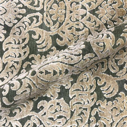 D.Green and Gold, Silk and Wool Oxidized Assorted Transitional Handknotted 7.9x8.0Ft 237x244Cms Area Rug