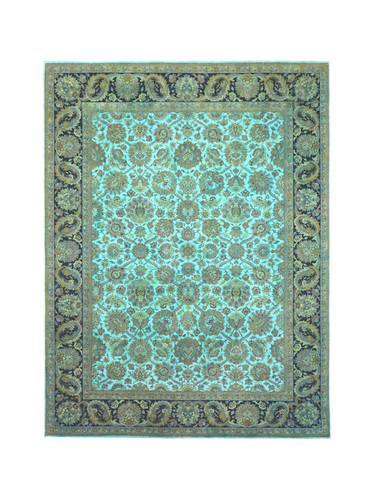Get trendy with Floral Green, Black and Multy Luxury Traditional  Pure Wool Handknotted Area Rug - Traditional Rugs available at Jaipur Oriental Rugs. Grab yours for $5670.00 today!