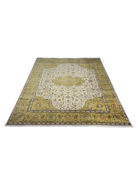 Persian Bahaar Camel Ivory and Rust Traditional Luxury Handknotted 7.8x9.8Ft 234x293Cms Area Rug
