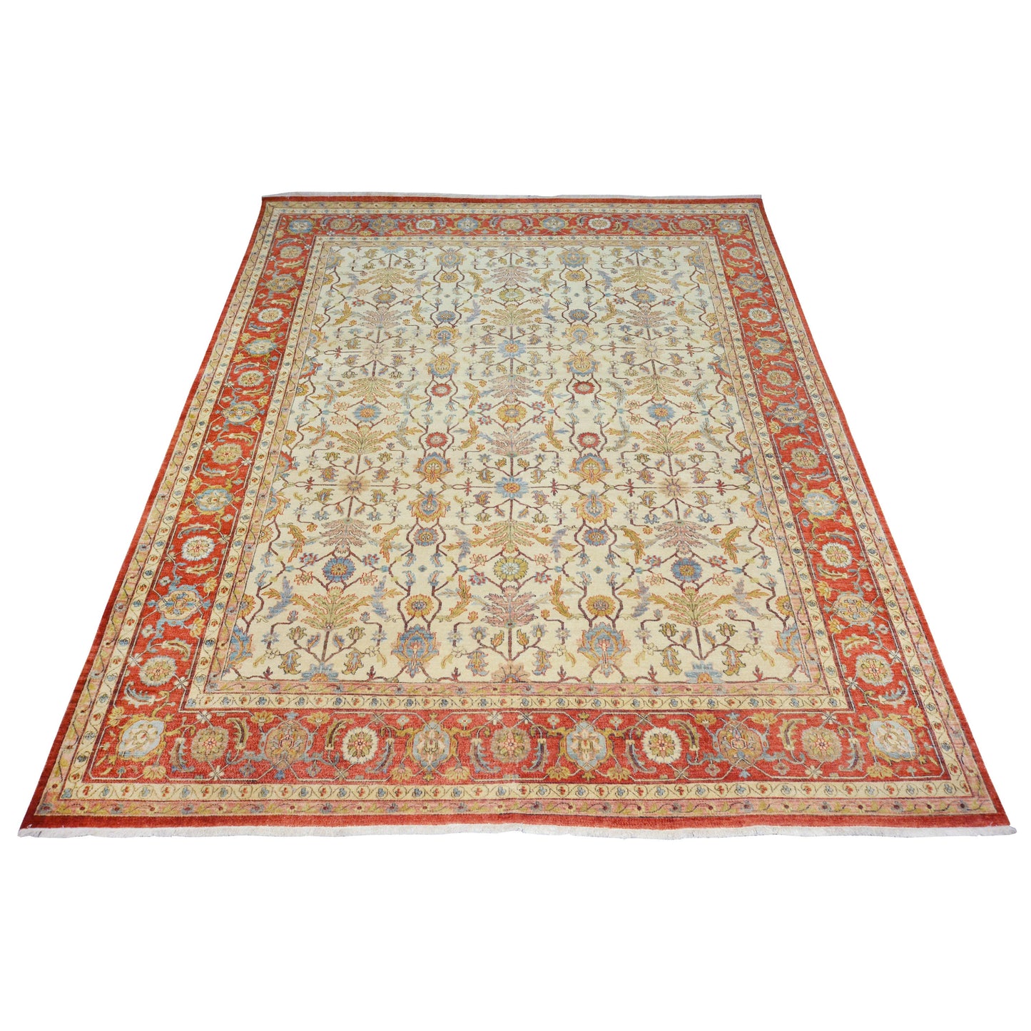 Get trendy with Garden Ivory and Rust Traditional Samarkand Pure Wool Luxury Handknotted Area Rug - Traditional Rugs available at Jaipur Oriental Rugs. Grab yours for $3165.00 today!