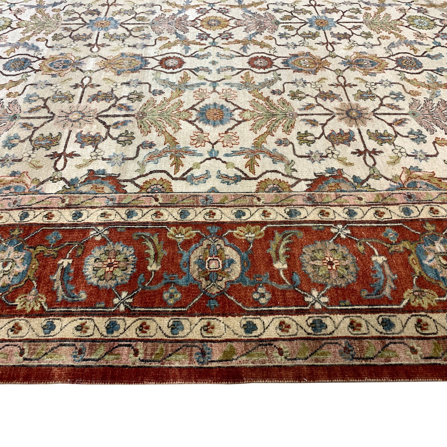 Get trendy with Garden Ivory and Rust Traditional Samarkand Pure Wool Luxury Handknotted Area Rug - Traditional Rugs available at Jaipur Oriental Rugs. Grab yours for $3165.00 today!