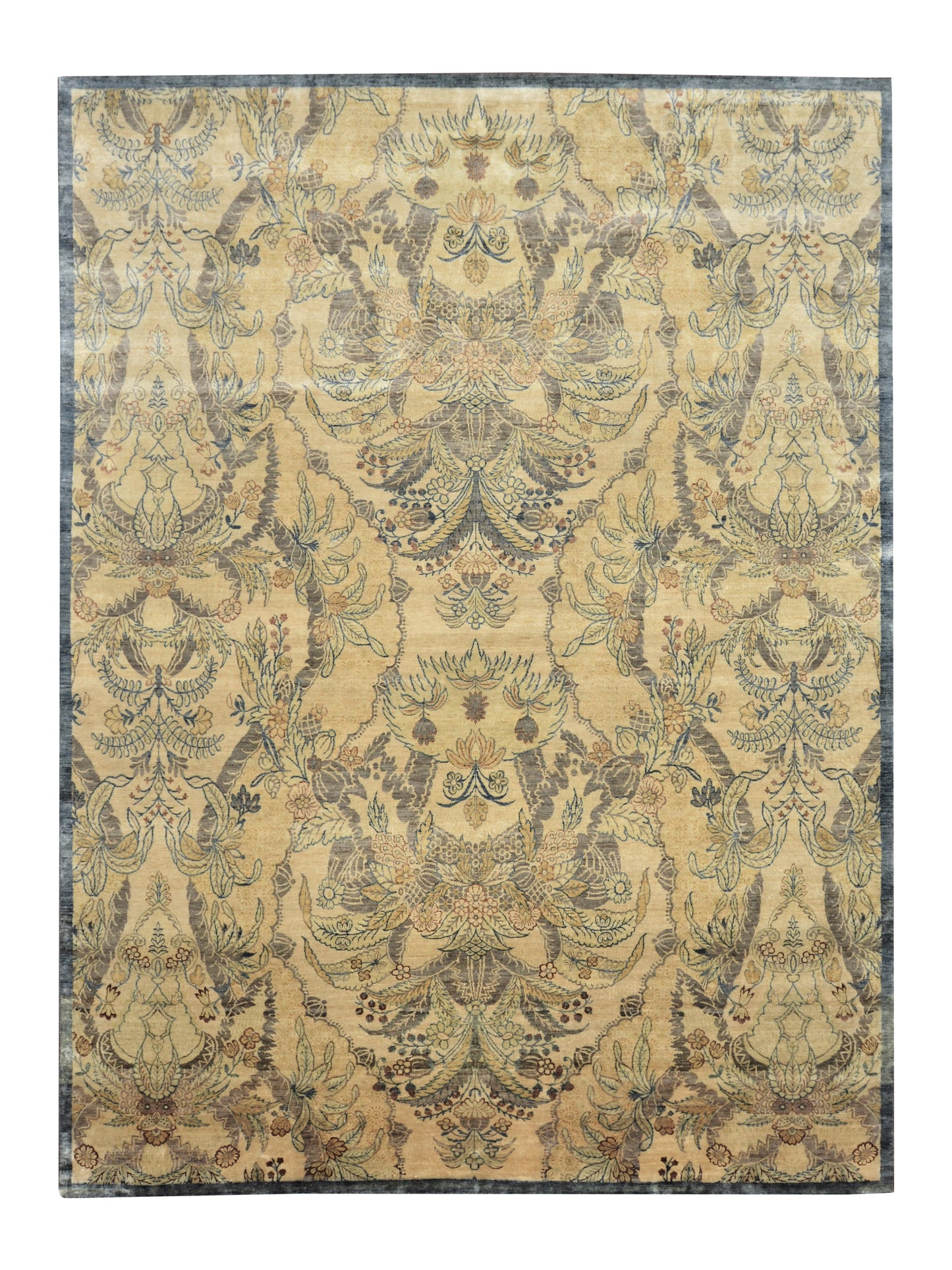 Gold and Multy Pure Silk Transitional Handknotted Area Rug