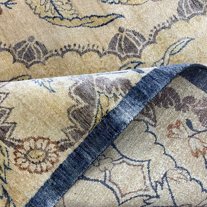 Gold and Multy Pure Silk Transitional Handknotted 8.11x11.11Ft 271x367Cms Area Rug