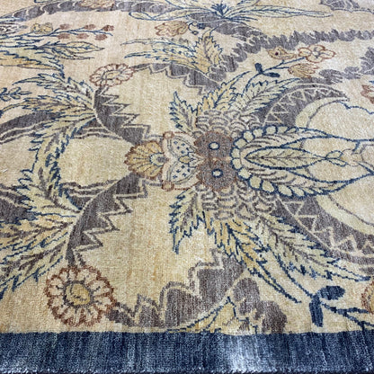 Gold and Multy Pure Silk Transitional Handknotted 8.11x11.11Ft 271x367Cms Area Rug