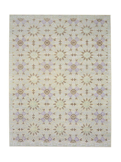 Ivory, Camel Viscose & Wool Handknotted Area Rug 8.9x11.7ft 266x352Cms