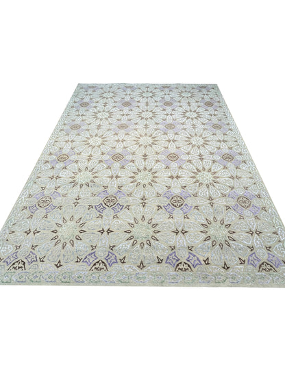 Ivory, Camel Viscose & Wool Handknotted Area Rug 8.9x11.7ft 266x352Cms