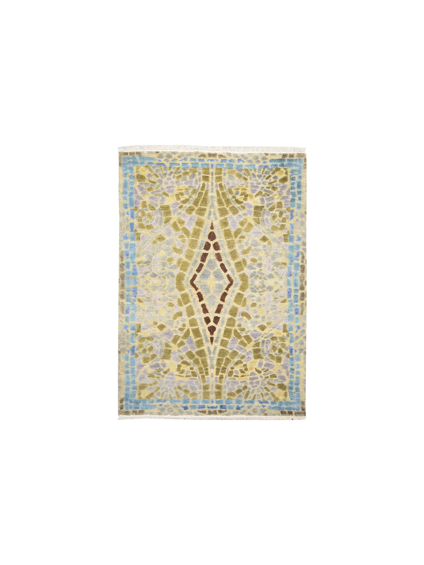 Grey and Gold, Silk and Wool Oxidized Modern Handknotted 4.0x6.1Ft 122x185Cms Area Rug