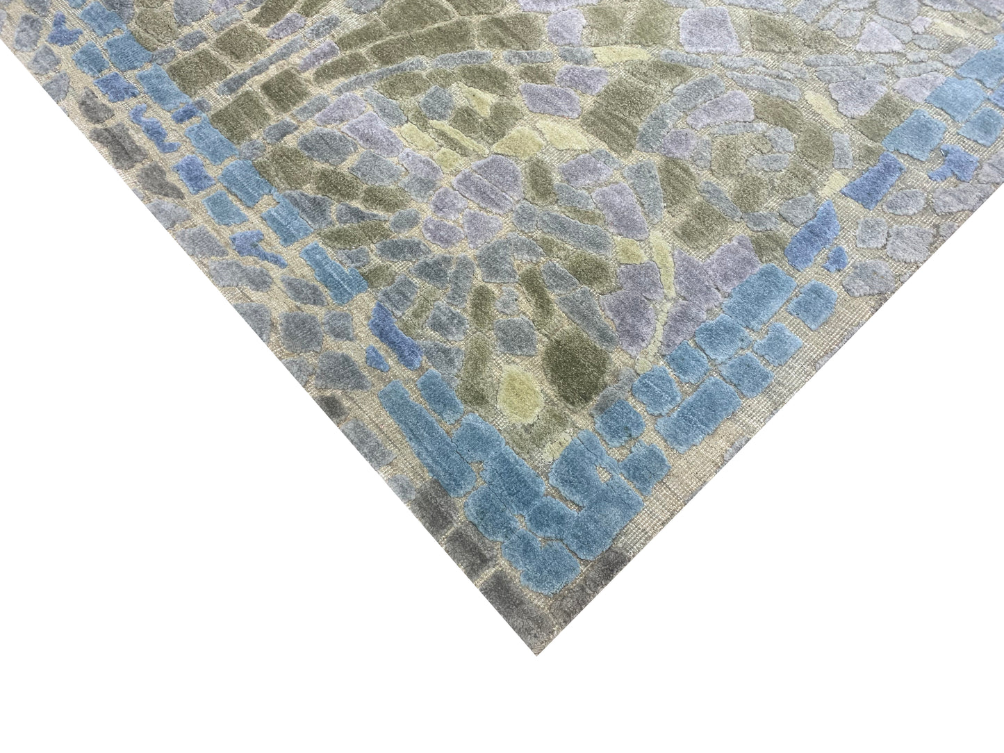Grey and Gold, Silk and Wool Oxidized Modern Handknotted 4.0x6.1Ft 122x185Cms Area Rug