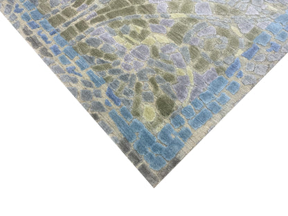 Grey and Gold, Silk and Wool Oxidized Modern Handknotted 4.0x6.1Ft 122x185Cms Area Rug