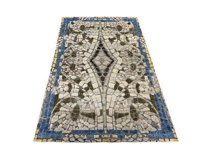 Brown and Beige, Silk and Wool Oxidized Modern Handknotted 4.0x6.0Ft 121x182Cms Area Rug