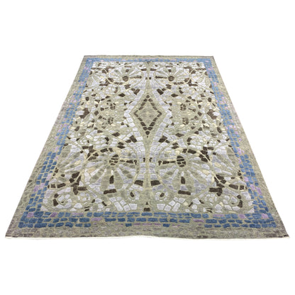 Grey Silk and Wool Modern Handknotted Area Rug 6.0x9.3ft 183x281Cms