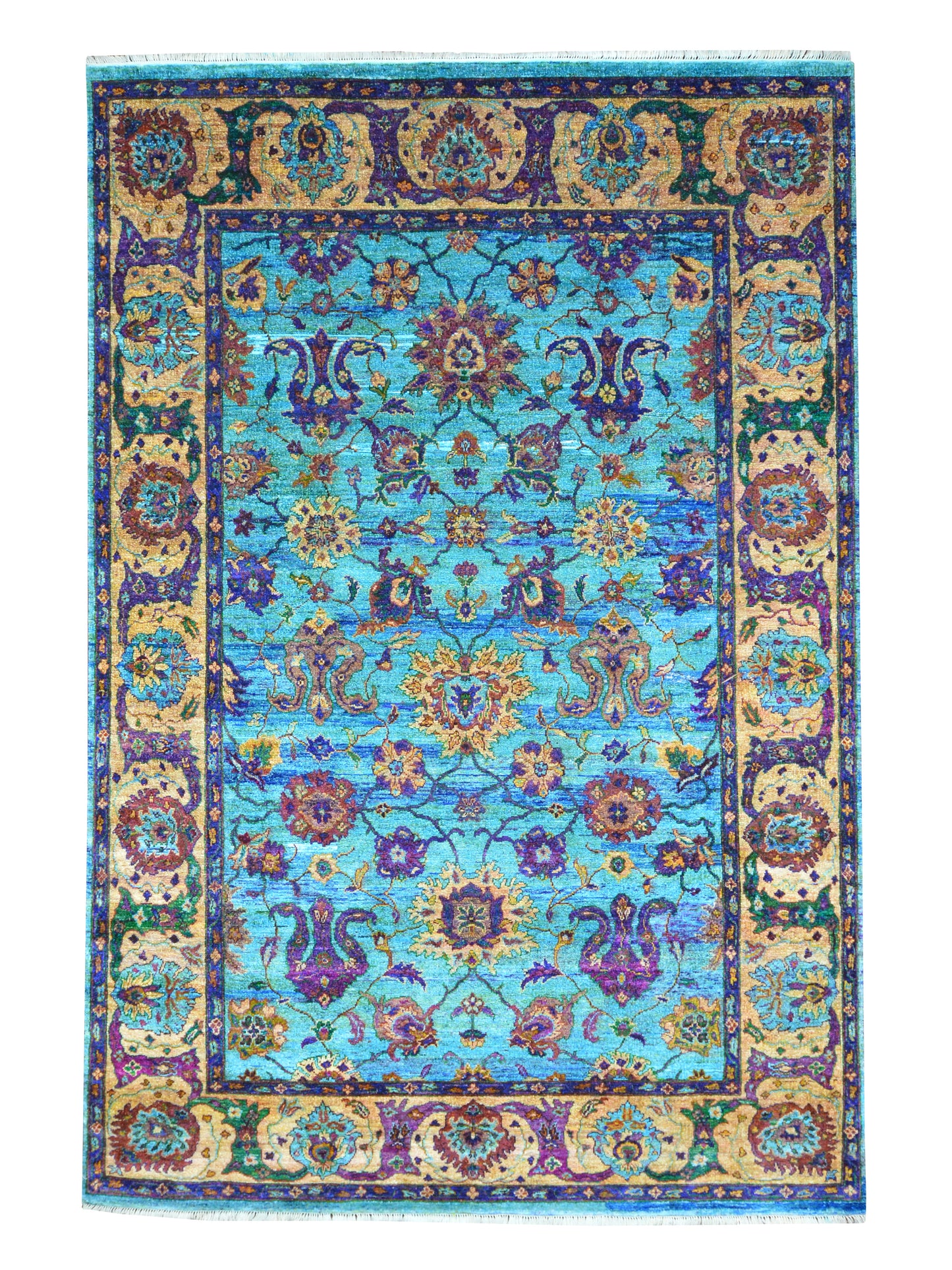 Blue Camel Pure Sari Silk Modern Area Rug 8.8x13.0ft 264x383Cms