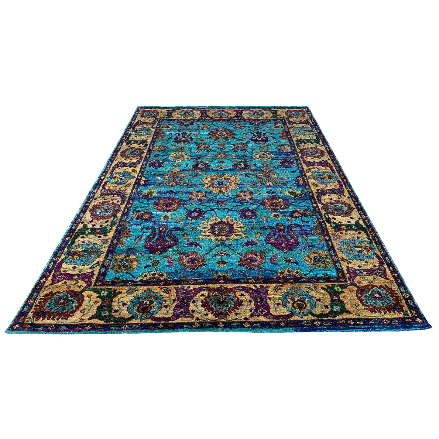 Blue Camel Pure Sari Silk Modern Area Rug 8.8x13.0ft 264x383Cms