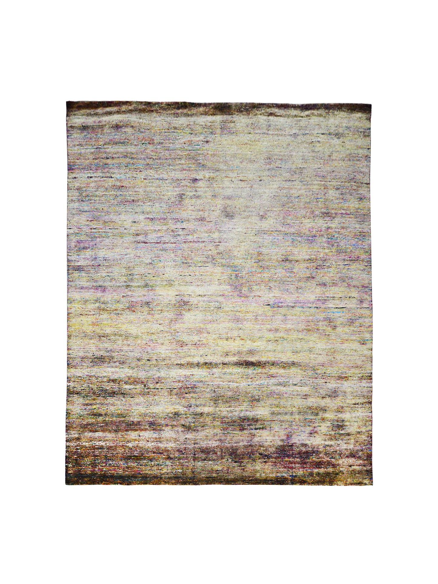 Brown and Ivory, Pure Sari Silk Modern Plain Handknotted 8.0x10.0Ft 238x306Cms Area Rug