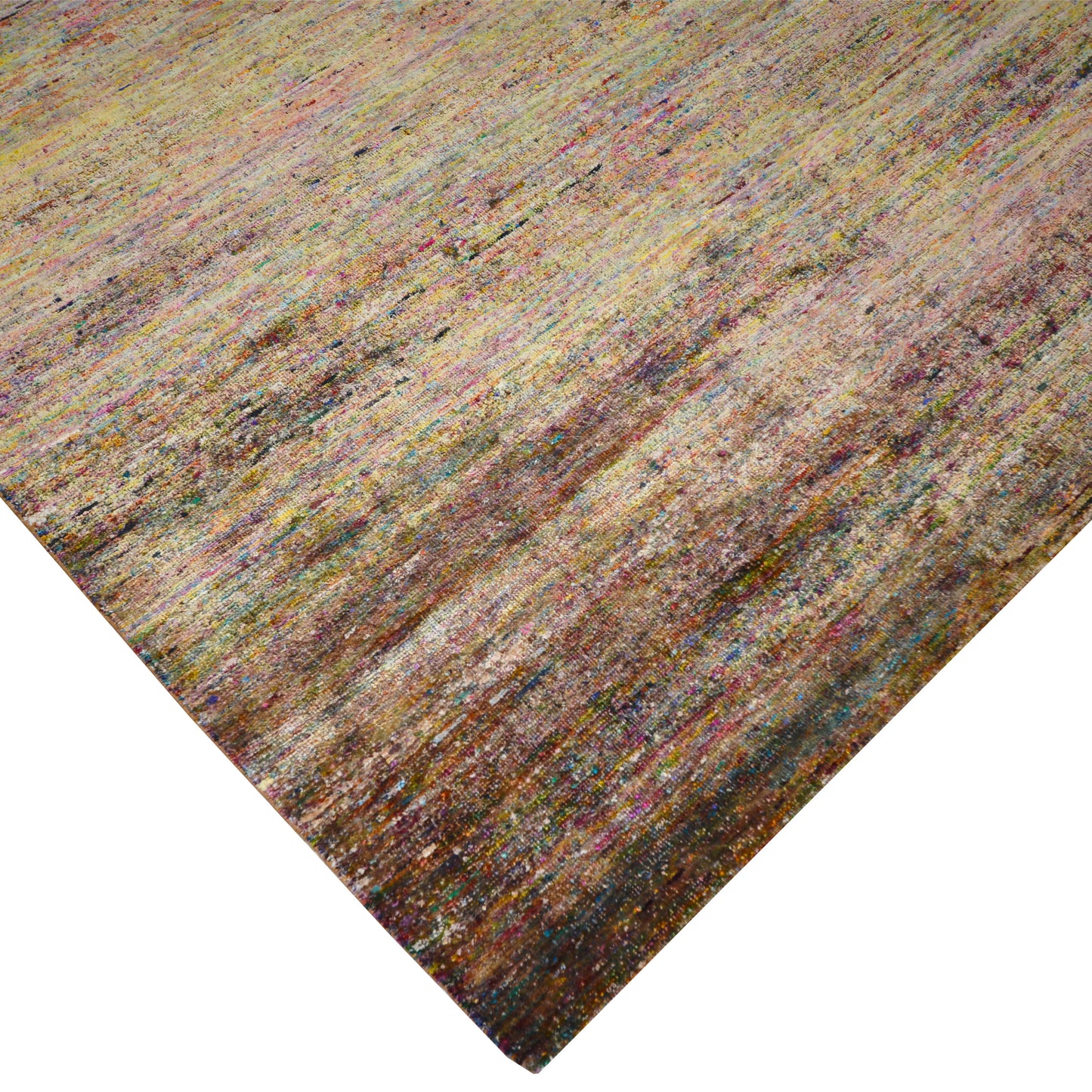 Brown and Ivory, Pure Sari Silk Modern Plain Handknotted 8.0x10.0Ft 238x306Cms Area Rug