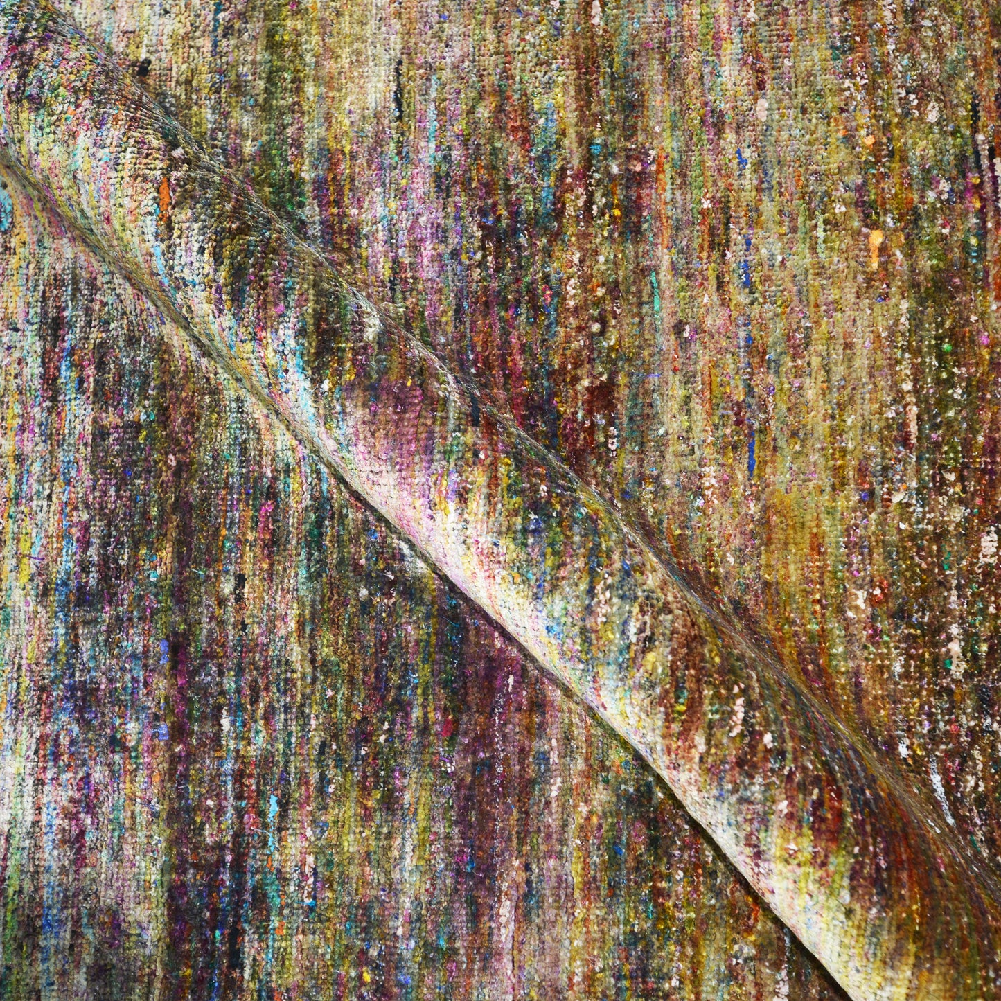 Brown and Ivory, Pure Sari Silk Modern Plain Handknotted 8.0x10.0Ft 238x306Cms Area Rug