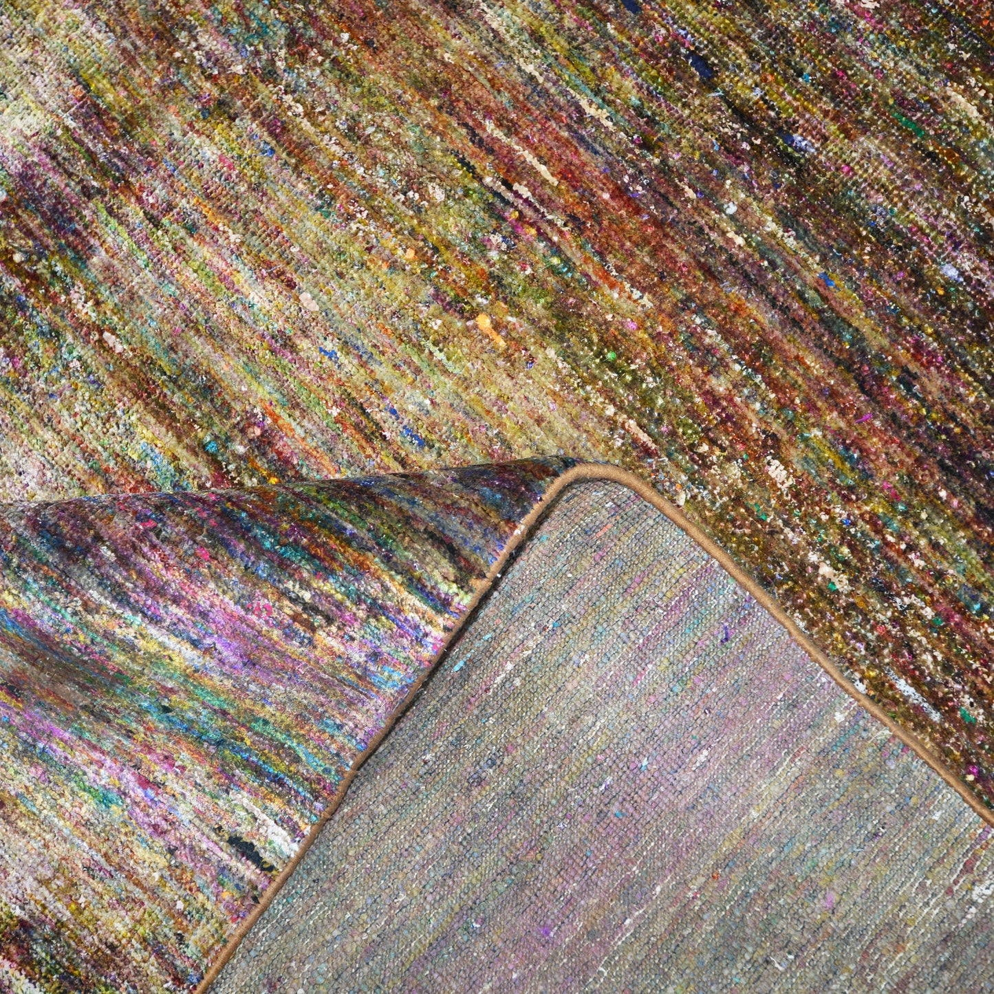 Brown and Ivory, Pure Sari Silk Modern Plain Handknotted 8.0x10.0Ft 238x306Cms Area Rug