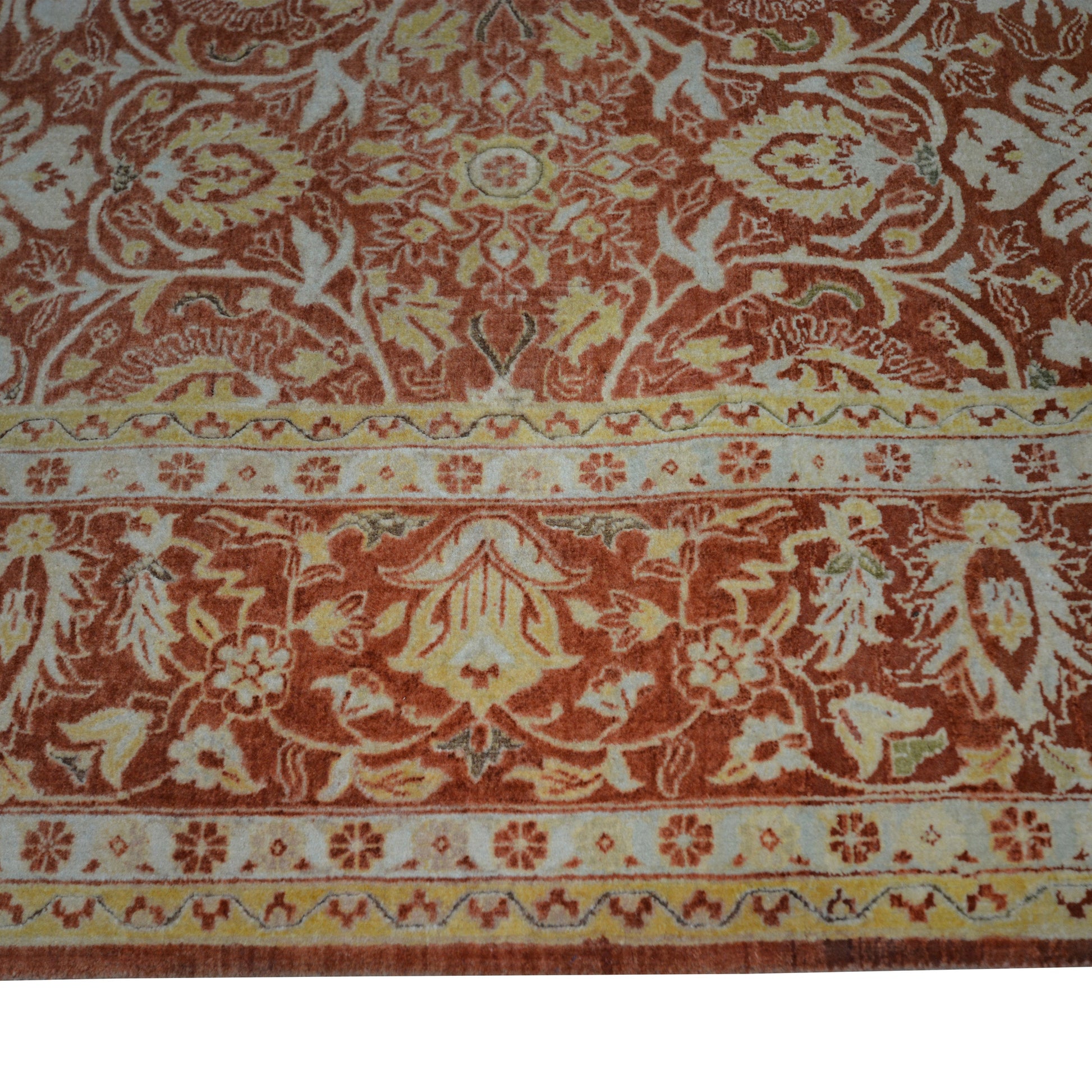 Get trendy with Garden Rust, Ivory and Gold Traditional Persian Pure Wool Luxury Handknotted Area Rug - Traditional Rugs available at Jaipur Oriental Rugs. Grab yours for $3450.00 today!
