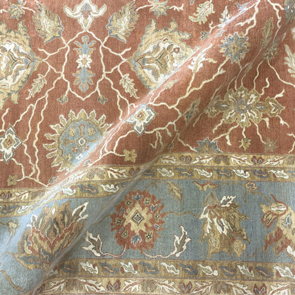 L. Blue and Rust, Pure Wool Regular Traditional Handknotted 9.10x12.11Ft 299x392Cms Area Rug