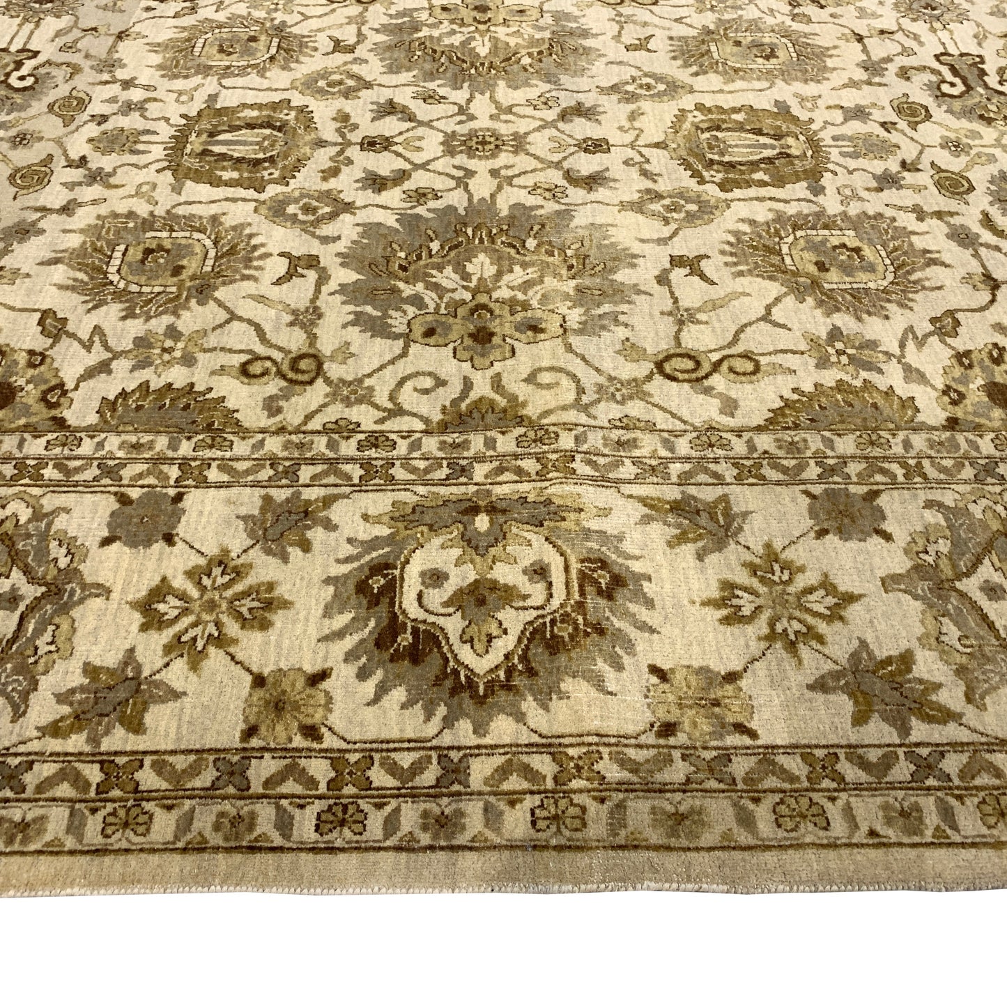 Get trendy with Mughal Beige, Brown and Brown Traditional Ushak Pure Wool Luxury Handknotted Area Rug - Traditional Rugs available at Jaipur Oriental Rugs. Grab yours for $3299.00 today!