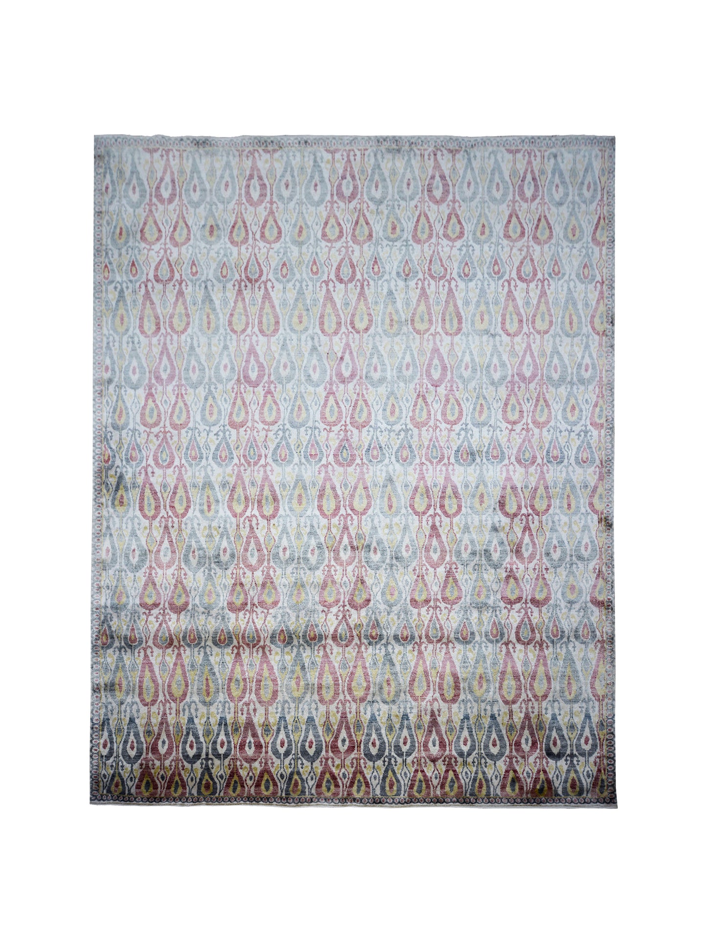 Red Gold, Pure Silk Regular Transitional Handknotted 7.11x10.2Ft 242x309Cms Area Rug