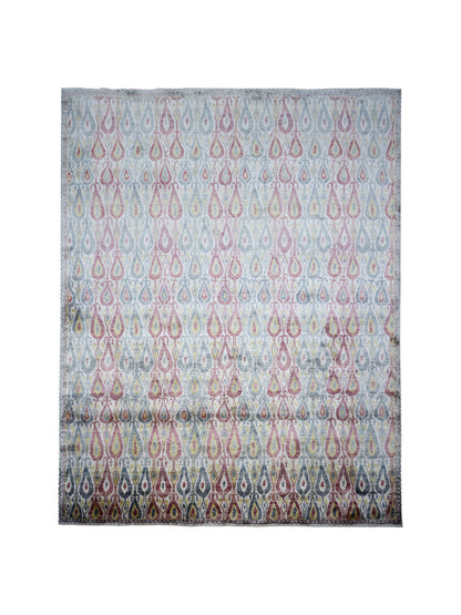 Red Gold, Pure Silk Regular Transitional Handknotted 7.11x10.2Ft 242x309Cms Area Rug