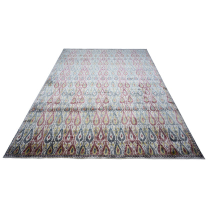 Red Gold, Pure Silk Regular Transitional Handknotted 7.11x10.2Ft 242x309Cms Area Rug