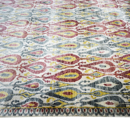 Red Gold, Pure Silk Regular Transitional Handknotted 7.11x10.2Ft 242x309Cms Area Rug