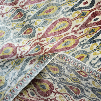 Red Gold, Pure Silk Regular Transitional Handknotted 7.11x10.2Ft 242x309Cms Area Rug