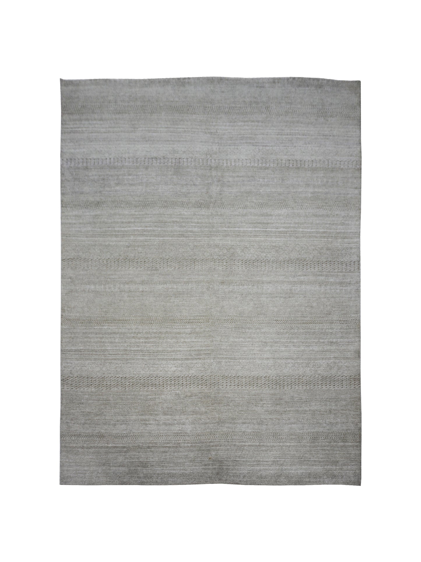 Modern Grass Beige and Grey Silk and Wool Handknotted 7.11x9.8Ft 240x235Cms Area Rug