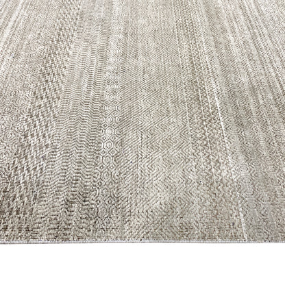 Modern Grass Beige and Grey Silk and Wool Handknotted 7.11x9.8Ft 240x235Cms Area Rug