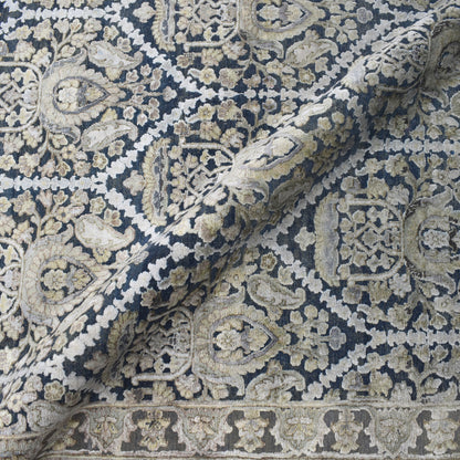 Blue Ivory, Silk Wool Oxidized Transitional Handknotted 8.10x12.0Ft 268x366Cms Area Rug