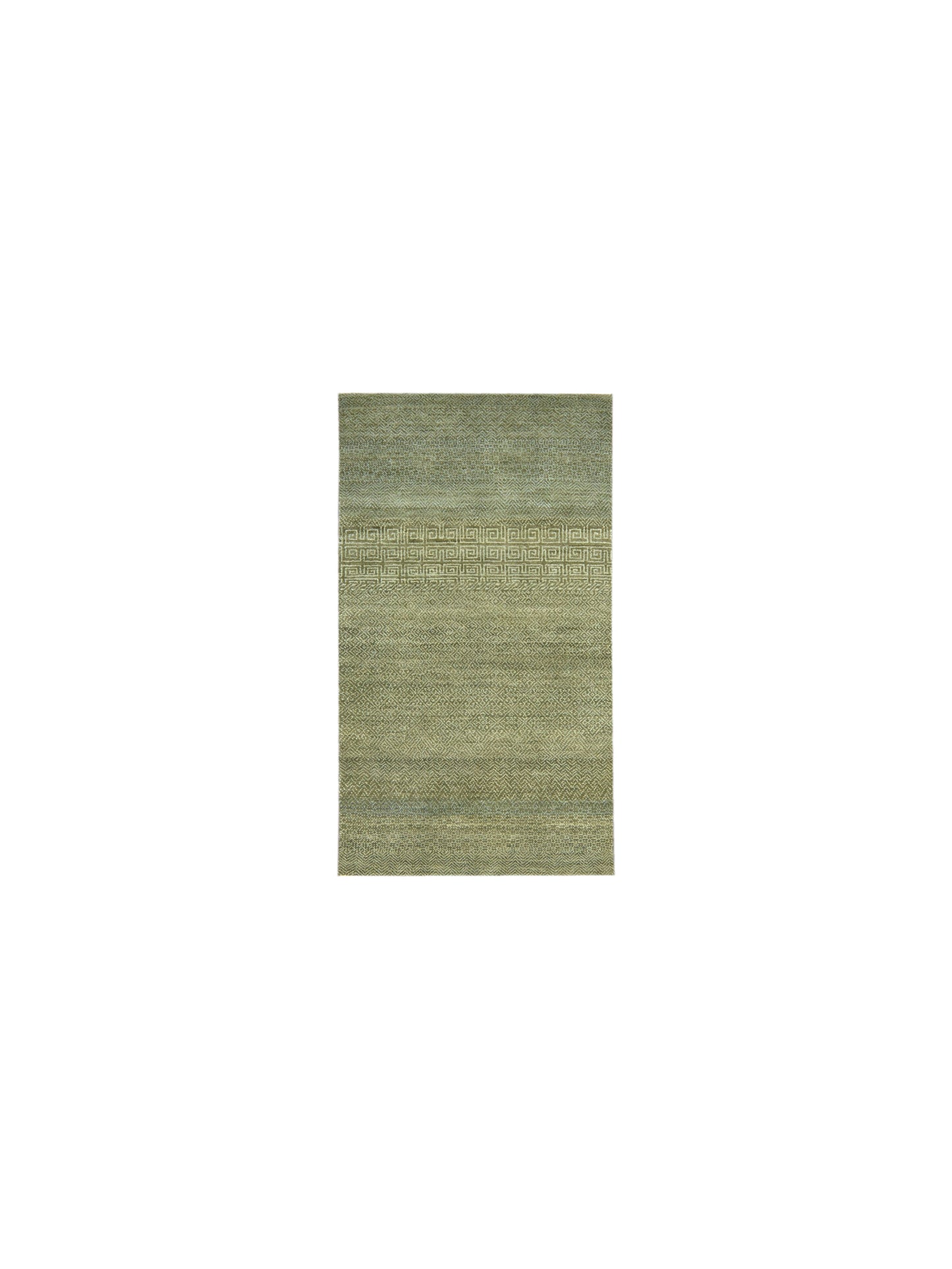 Olive Green Viscose and Wool Modern Handknotted Area Rug