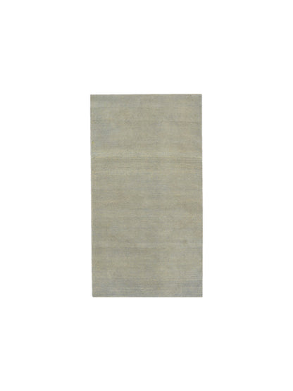 L.Green and Grey, Assorted Silk and Wool Regular Modern Handknotted 2.11x5.3Ft 89x161Cms Area Rug