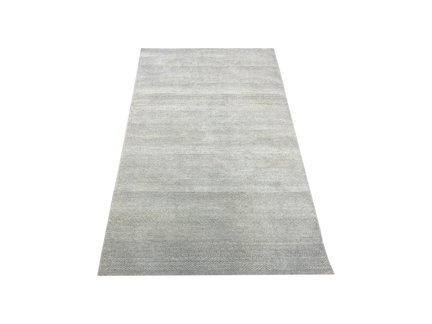 L.Green and Grey, Assorted Silk and Wool Regular Modern Handknotted 2.11x5.3Ft 89x161Cms Area Rug