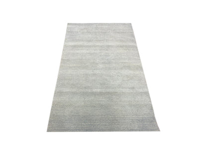 L.Green and Grey, Assorted Silk and Wool Regular Modern Handknotted 2.11x5.3Ft 89x161Cms Area Rug