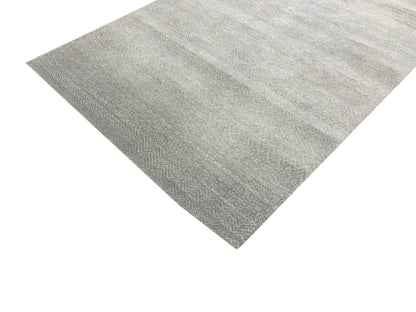 L.Green and Grey, Assorted Silk and Wool Regular Modern Handknotted 2.11x5.3Ft 89x161Cms Area Rug