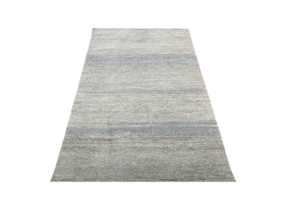Grey and Green, Silk and Wool Oxidized Modern Handknotted 2.11x5.3Ft 88x160Cms Area Rug