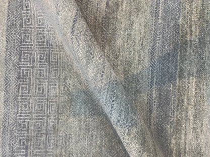 Grey and Green, Silk and Wool Oxidized Modern Handknotted 2.11x5.3Ft 88x160Cms Area Rug