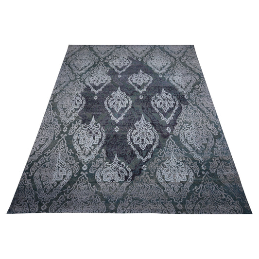 Lantern Damask Grey, Silver and Lavender Transitional Handknotted 7.10x9.11Ft 237x301Cms Area Rug