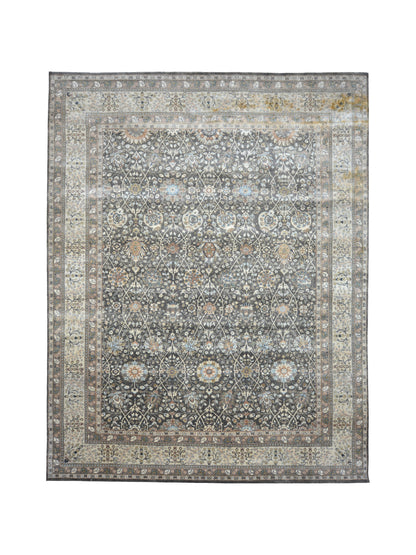 Get trendy with Elegacy Charcoal, Ivory and Multy Samarkand Luxury Traditional  Pure Wool Handknotted Area Rug - Traditional Rugs available at Jaipur Oriental Rugs. Grab yours for $5280.00 today!