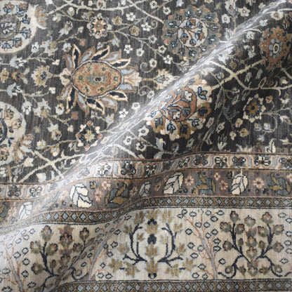 Get trendy with Elegacy Charcoal, Ivory and Multy Samarkand Luxury Traditional  Pure Wool Handknotted Area Rug - Traditional Rugs available at Jaipur Oriental Rugs. Grab yours for $5280.00 today!