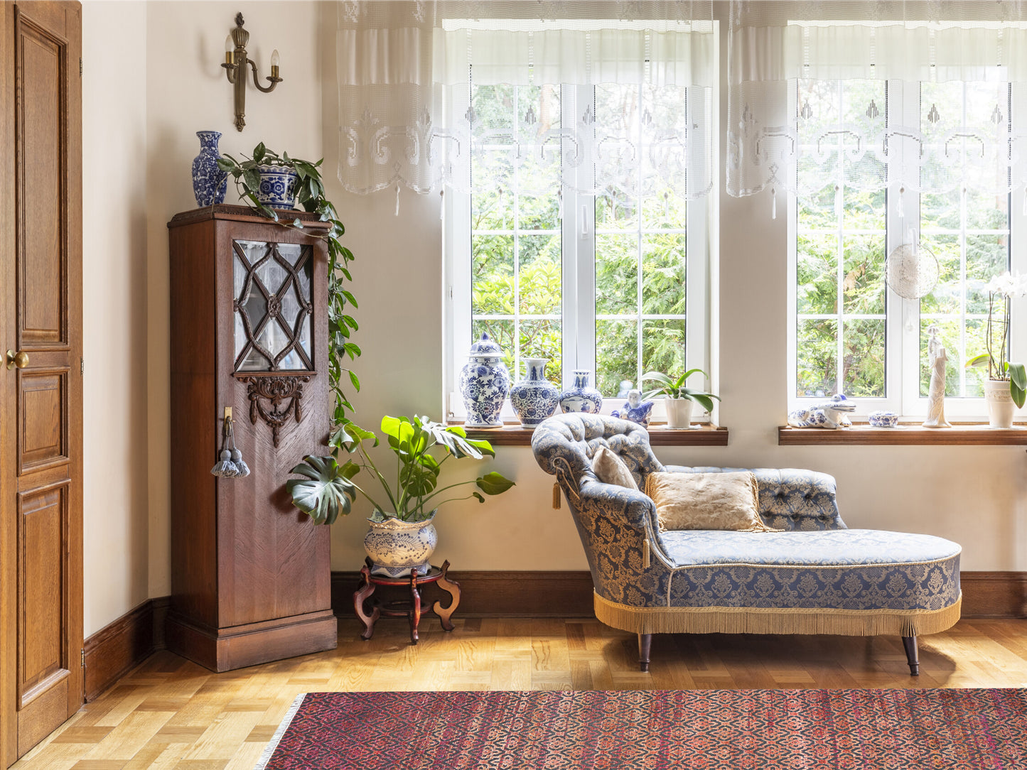 Red and Black, Sari Silk and Wool Oxidized Modern Damask Handknotted 2.10x11.8Ft 85x355Cms Area Rug